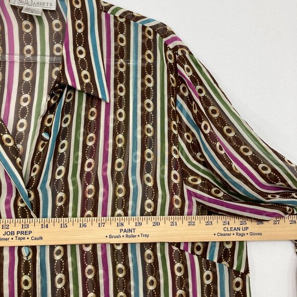 Silk Assets Diane Von Furstenberg 1X Artsy Colorful Retro Pure Silk Button Down - Picture 5 of 12